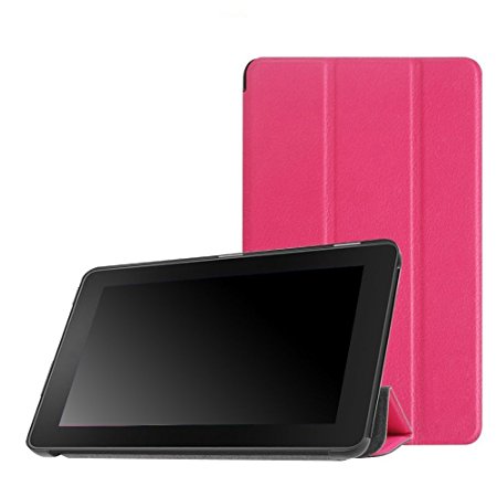 BMOUO Case for Fire 7 2015 - Ultra Lightweight Slim Folding Cover Stand for Amazon Fire Tablet (7 inch Display - 5th Generation, 2015 Release Only), Rose