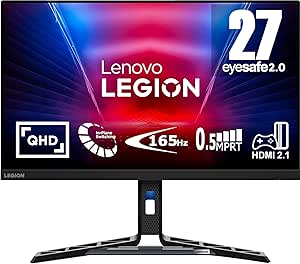 Lenovo Legion R27q-30 27 inch Gaming Monitor | QHD, 1440p, 165Hz, IPS, 0.5ms, HDMI, DP | AMD Freesync Premium | PS5, Xbox, PC screen