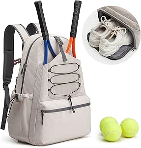 G4Free Tennis Bag, Tennis Backpack for Women Men, Large Pickleball Bag, Holds 4 Rackets with Shoe Compartment