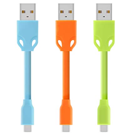 Type C Short Cords, 3-Pcs Fasgear 11CM USB C to USB 2.0 TPE Cables High Speed Charging Compatible with Galaxy S8, Power Bank, The MacBook, Google Pixel, Nexus 6P, LG V20, HTC 10 and More