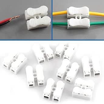 100pcs 10A 220V 2 Pin Push Quick Wire Cable Connector Self Locking Wiring Spring Clamp Terminal Fast Wire Connection Operation White