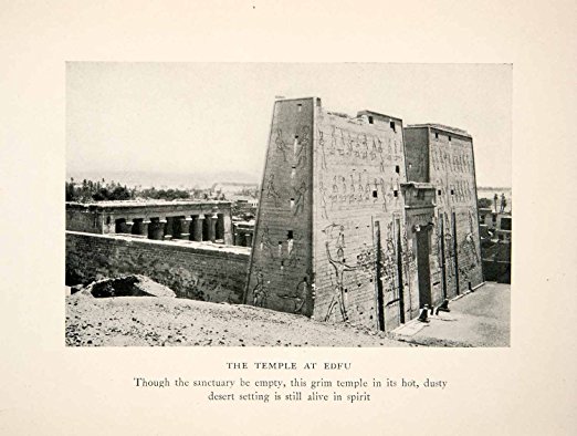 1928 Print Temple Edfu Relief Egypt Ancient Nile Horus Ptolemaic Period Hathor - Original Halftone Print