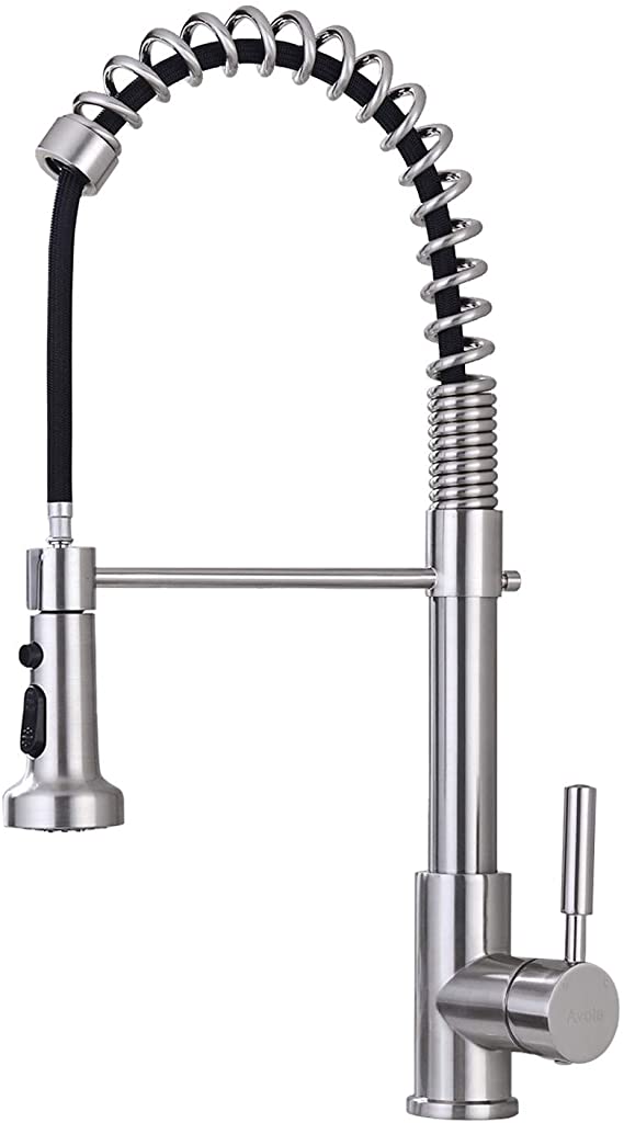Avola Kitchen Faucet, Kitchen Sink Faucet,Brass Spring Kitchen Faucet with Sprayer,Pull Down Kitchen Faucet,Brushed and Black Kitchen Faucet