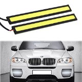 RioRand 2-Piece Waterproof Aluminum High Power 6W 6000K Xenon Slim COB LED DRL Daylight Driving Daytime Running Light for All Vehicles with 12V Power White