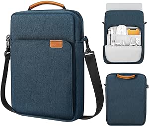 MoKo 15 Inch Laptop Sleeve Bag Fits MacBook Air 15" M2 2023, MacBook Pro 14" M2 2023, Galaxy Tab S9 Utra 14.6" 2023, Handle Carrying Case with Shoulder Strap, Indigo