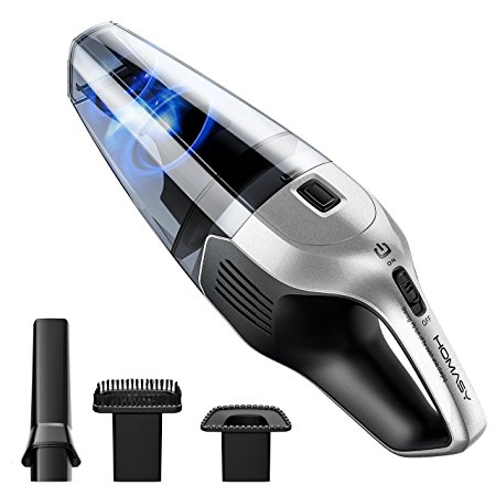 Homasy Hand Vacuums, Portable Powerful Cordless Vacuum, Rechargeable HandHeld Car Pet Hair Vacuum, Wet Dry Bagless Dustbuster Cleaner With Quick Charge Tech and 6Kpa Cyclone Suction, Platinum Grey