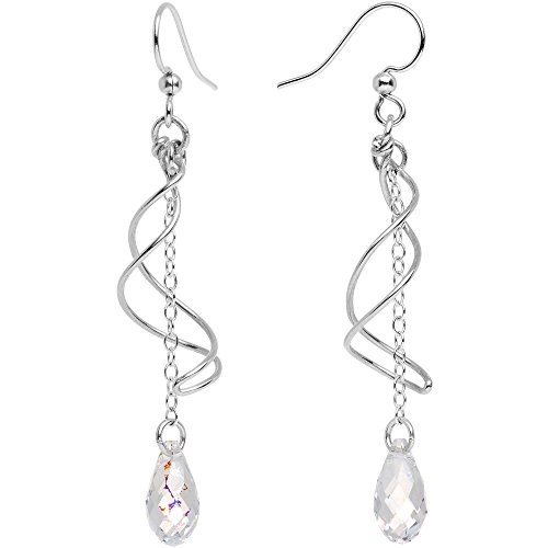 Body Candy Handcrafted 925 Silver Clear Teardrop Swirl Earrings Created with Swarovski Crystals