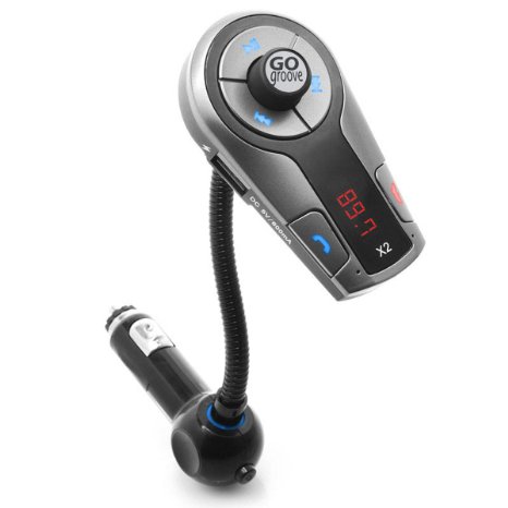 GOgroove FlexSMART X2 Bluetooth In-Car FM Transmitter with USB Charging  Multipoint  Music Controls and Hands-Free Calling - Works with Apple  Samsung  LG and More Smartphones  Tablets  MP3 Players