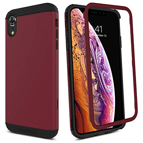 BENTOBEN iPhone XR 6.1” Case, Case for iPhoneXR 2018, Heavy Duty Full Body Protective Flexible Soft TPU Hard PC Shock Proof 3 in 1 Impact Resistant Dustproof Sturdy Cover for Apple iPhone XR, Wine Red