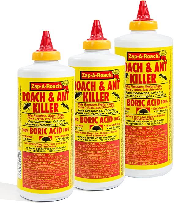 Zap-A-Roach 3 Pack 1lb Roach & Ant Killer Boric Acid Powder Indoor Insect Control