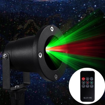 GDEALER Outdoor Laser Lights Laser Projector Landscape Spotlights with Wireless Remote Control, Red & Green Waterproof Holiday Landscape Laser Light for Christmas, Wedding, Party Decoration