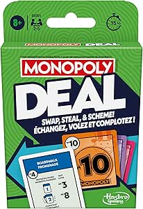 Monopoly Deal Card Game | Quick-Playing Card Game | Fun Games for Families and Kids | Ages 8 and Up | 2 to 5 Players | 15 Mins. | Travel Games (English & French)