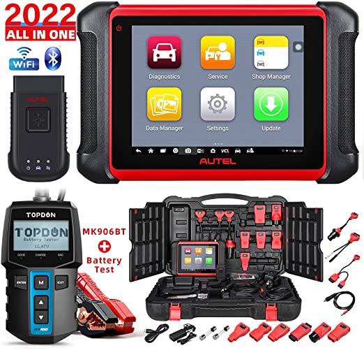 Autel Scanner MaxiCOM MK906BT with Battery Tester BT100, New Model of Maxisys MS908/MS906TS, 2022 Auto Scan Tool as MS906BT with ECU Coding, 31  Service Functions, All Systems Diagnostics, Active Test