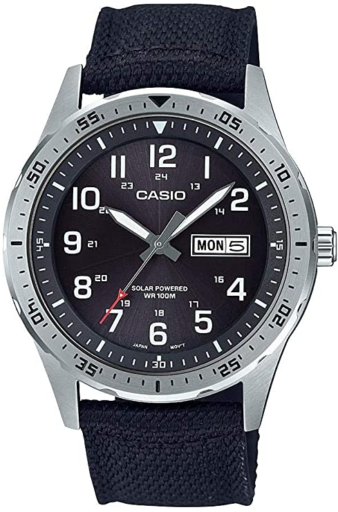 Casio Men's Stainless Steel Quartz Cloth Strap, Black, 22 Casual Watch (Model: MTP-S120L-1AVCF)