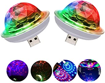 USB Mini Disco, Voice-Activated Party Lights, Mini Portable Strobe Lights, LED Car USB Atmosphere Lights, Suitable for Christmas/Halloween/Home Interiors, Etc. (2 pcs)