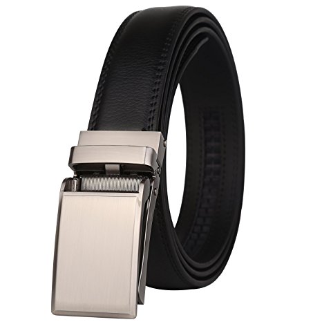 Dante Ratchet Click Genuine Leather Dress Belt for men with Automatic Buckle 1 1/8" Width