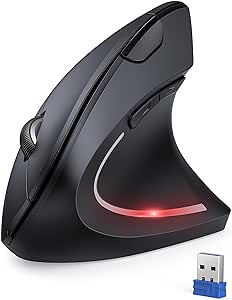 TECKNET Ergonomic Mouse, 4800 DPI Wireless Vertical Mouse with 5 Adjustable DPI Levels, 2.4GHz Optical Carpal Tunnel Mouse, 6 Buttons Wireless Mouse for Laptop, Desktop, PC, MacBook - Black