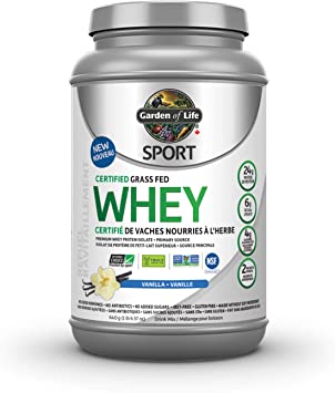 Garden of Life Sport Certified Grass Fed Clean Whey Protein Isolate, Vanilla, 640 g, Powder