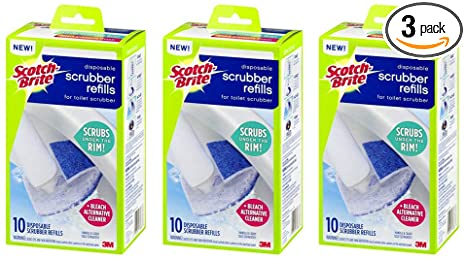 Scotch Brite Toilet Scrubber Refills 3 Boxes of 10 Each Value Bundle Pack Click N Flip