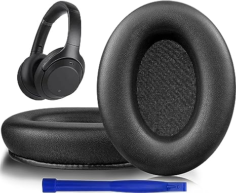 SOULWIT Lambskin Professional Earpads Cushions Replacement for Sony WH-1000XM3 (WH1000XM3) Over-Ear Headphones, Ear Pads with High-Density Noise Isolation Foam, Added Thickness - Brilliant Black