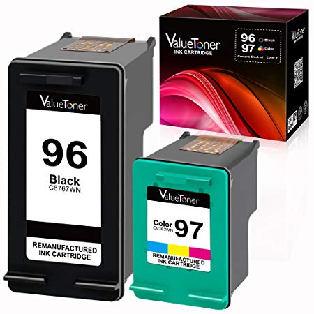 Valuetoner Remanufactured Ink Cartridge Replacement for HP 96 & 97 C8767WN C9363WN for HP DeskJet 5740,DeskJet 5940,OfficeJet 7210,Photosmart 2610 High Yield Ink Cartridge 2 Pack (1Black 1 Tri-Color)