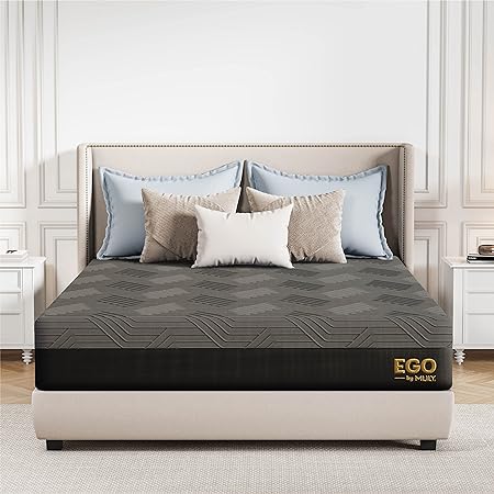 EGOHOME 10 Inch King Mattress, Copper Gel Memory Foam Mattress in a Box, Therapeutic Mattress for Back Pain Relief, Medium Double Mattress Made in USA, CertiPUR-US Certified, 76”x80”x10”, Black