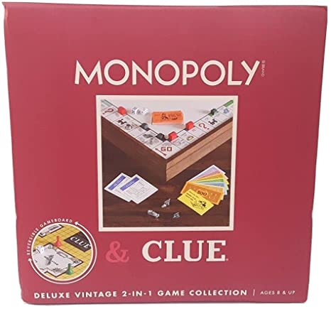 Monopoly and Clue 2-in-1 Deluxe Vintage Wood Game Set