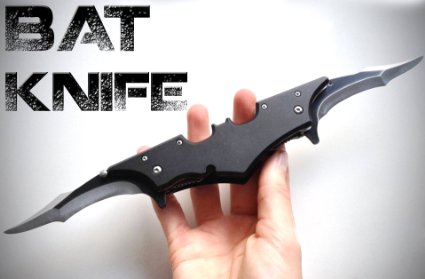 Dark Twin Blade Knife - Double Edge Folding Pocket with clip, 11" Stainless Steel Two Sharp Cut (Black)