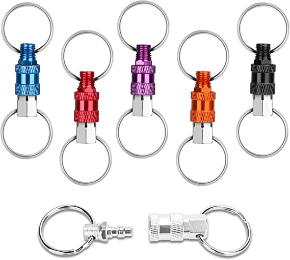 Quick Release Detachable Keychain, Linkstyle Double Rings Detachable Pull Apart Keychain, Multicolor