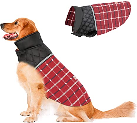 Dog Jacket Winter Coats for Dogs Coat Sweater for Cold Weather Reversible Waterproof Warm Dog Sweaters for Small Medium Large Dogs (X-Large, RED)