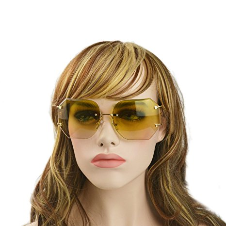 MINCL/Hot Oversized Rimless Sunglasses Women Clear Lens Eyewear