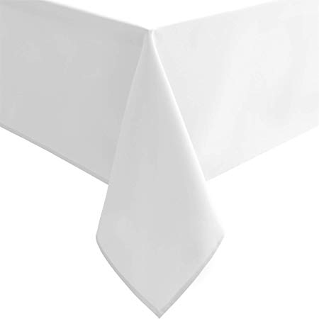Homedocr White Rectangle Tablecloth - Waterproof, Stain Resistant and Non-Wrinkle Washable Polyester Resturant Table Cloth, 54 x 108 inch