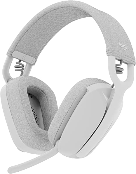 Logitech Zone Vibe 100 Lightweight Wireless Over Ear Headphones with Noise Canceling Microphone, Advanced Multipoint Bluetooth Headset, Works with Teams, Google Meet, Zoom, Mac/PC - Off White