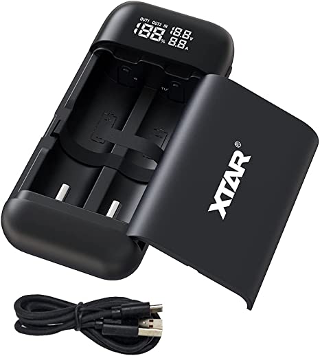 XTAR PB2S Universal 18650 18700 20700 21700 Battery Charger with Output Function,Support QC3.0 PD3.0 Type C Fast Charging