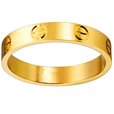 K.Klemm Women's 4mm Fashion Classics Titanium Steel Gold Ring - Eternal Love
