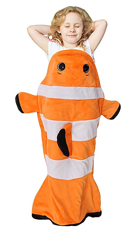 Catalonia Clownfish Tails Blanket Super Soft Plush Kids Sleeping Blanket Bag for Toddler Children Teens Boys Girls 52"x25" Orange