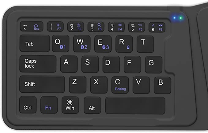 DICTOPRO V100 Wireless Bluetooth Keyboard Universal for Portable Tablets, Smartphones, iOS, Windows, Android Multi-Device. Foldable, Ultra-Slim, Built-in Rechargeable Battery. Compact (Renewed)