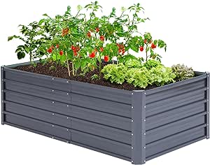 Ohuhu Metal Raised Garden Bed Outdoor 6x3x1.9 FT Reinforced Galvanized Rustproof Colored Steel Planter Boxes for Vegetables, Heavy Duty Raised Beds for Growing Flowers Herbs Succulents