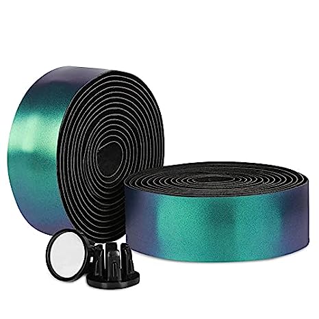 Bumlon Road Bike Handlebar Tapes Bicycle Cycling Bar Tapes EVA Non-slip Reflective Tape Ultra-light for Mountain Bike with Bar End Plugs Soft Comfortable Durable 2 PCS (Green)