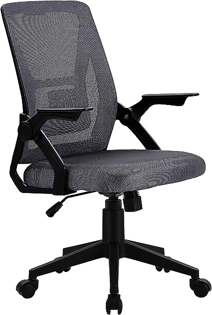 VECELO Mid-Back Swivel Ergonomic Office Chair with Adjustable Arms Mesh Lumbar Support for Computer Task Work, Gray