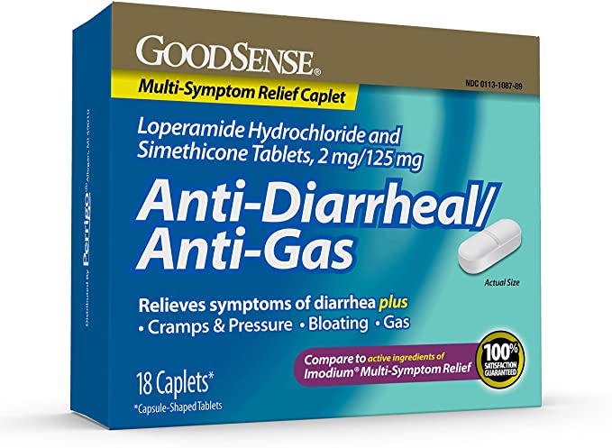 GoodSense&nbsp;&nbsp;Loperamide Hydrochloride and Simethicone Tablets, 2 mg/125 mg, Anti-Diarrheal and Anti-Gas