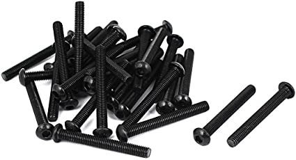 uxcell M6x50mm Button Head Hex Socket Cap Screw Bolt Black 30pcs