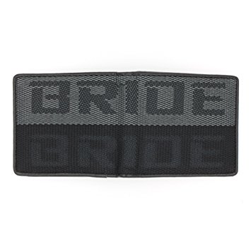 Kei Project Bride Racing Wallet Seat Fabric Leather Bi-fold Gradation Bonus Takata Keystrap (Black / Gray Gradation)