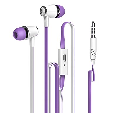 Dastone 3.5mm Noise Isolating Bass In-ear Stereo Earphones Earbuds Headset,headphones with Remote Control & Microphone for Smartphones Tablets Laptops Earphone Andriod IOS (Purple)