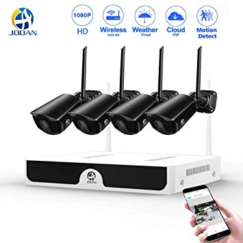 1080P Wireless Security Camera System JOOAN NVR 2.0MP 4 cameras WiFi Outdoor Network IP Cam CCTV Video Surveillance System Remote Monitoring Waterproof Good Night Vision With Motion Detection & Email Alarm