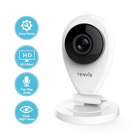 TENVIS Wireless IP Camera - Indoor Security Camera Night Vision, Two-Way Audio, Motion Detection, Instant Alert, Home Surveillance System SD Card Slot, 720P Baby/Pet/Nanny Monitor