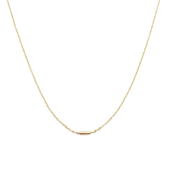 HONEYCAT Mini Pipe Bar Horizontal Necklace in 24k Gold Plate, 18k Rose Gold Plate, or Silver | Minimalist, Delicate Jewelry