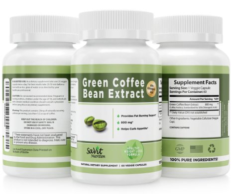 100 % Pure and Natural Green Coffee Bean Extract ~ 800 mg - Standardized to 50% Chlorogenic Acid - Recommended Dosage ~ Finest Nutrition Supplement ~ Weight Loss Formula ~ Natural Weight Loss Supplement ~ Premium Quality and Highest Grade Weight Loss Formula for Women and Men ~ Fat Burner ~ Appetite Suppressant ~ Hunger Buster ~ Energy Booster ~ Improves Serotonin Levels and Mood Safely ~ Enhancing the Overall Body Metabolism ~ SaVit Nutrition Guaranteed Results