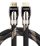 FARSTRIDER 25 Feet 8 Meters HDMI v2014a HDMI Cable Ultra High Speed Support 3D 2160P HD 4k Ultra HD PS4 SKY Ethernet Function Audio Return ChannelUltra-high Speed Lossless Audio and Video Transmission Zinc Metal Alloy Shielding Shell 24K Gold Connector Durable PVC Jacket and Nylon Mesh Braid Type Male A to Type Male A Gun BlackYellow - Latest Specification