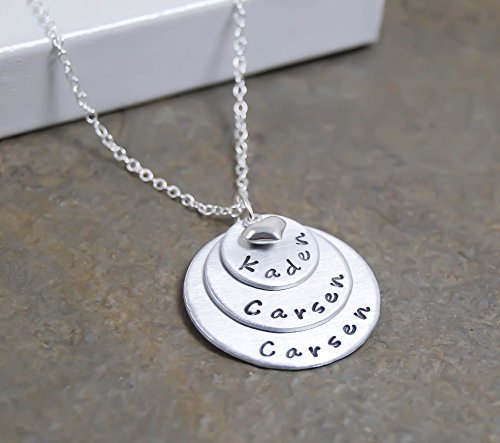 Names Pendants necklace, 3 disc layered name necklace, mommy jewelry, Gift for Grandma